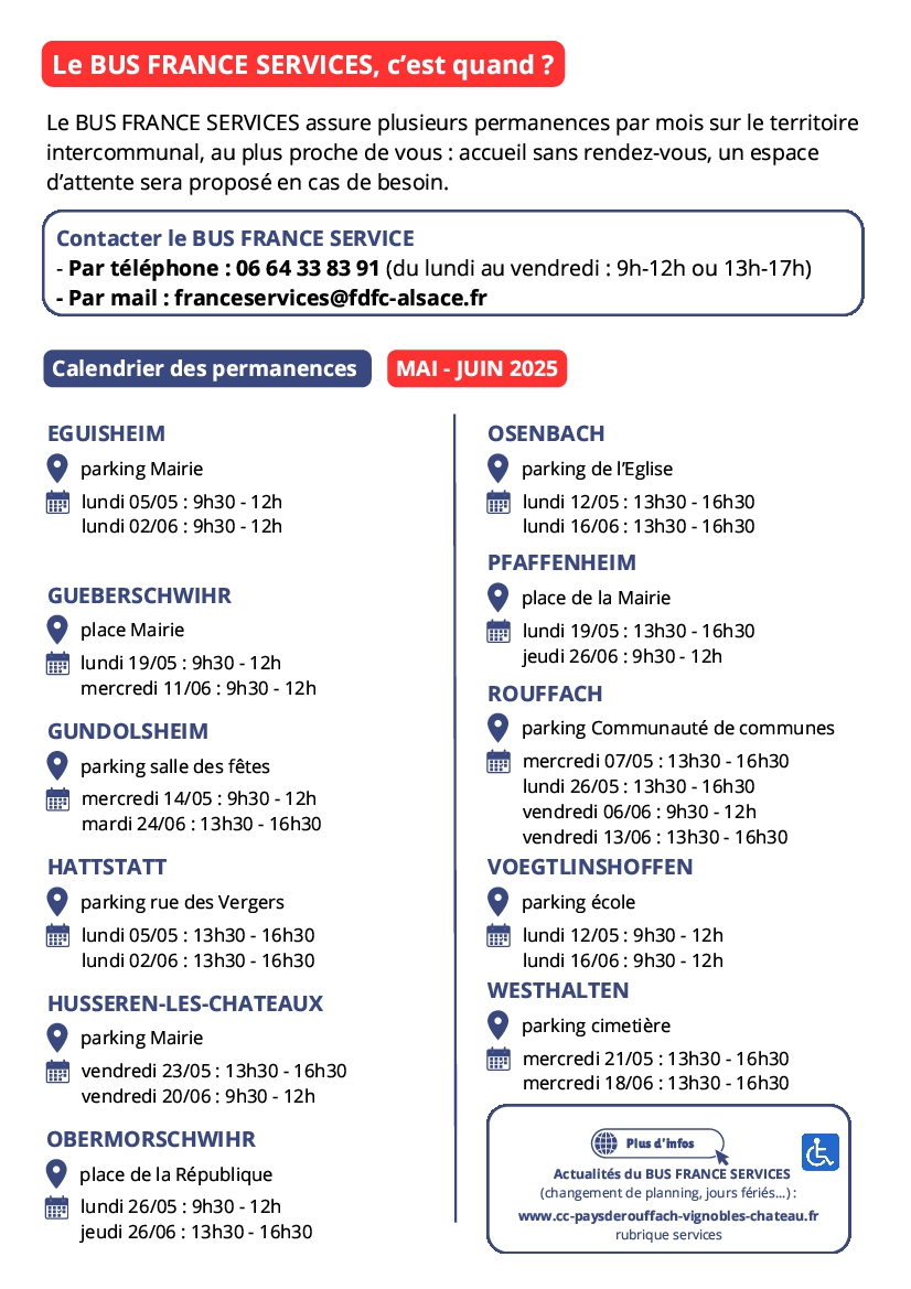 Permanences BFS Ccparovic mai juin