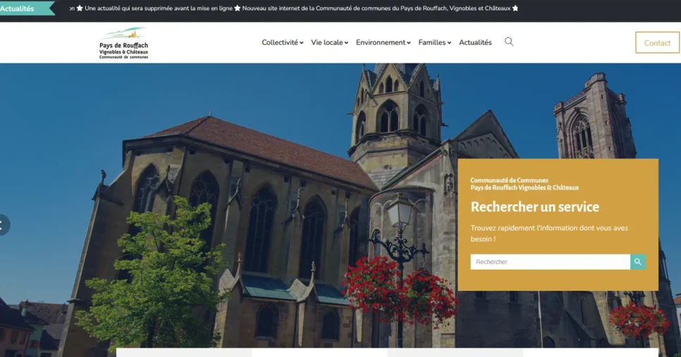 Capture d'écran de la page d’accueil du site de la CC de Rouffach